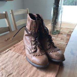 Vintage Lace-Up Boots with Tassels